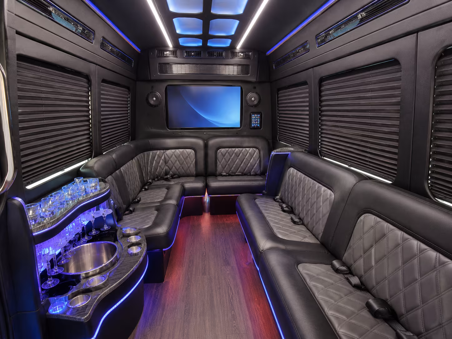 round rock 25 passenger party bus interior